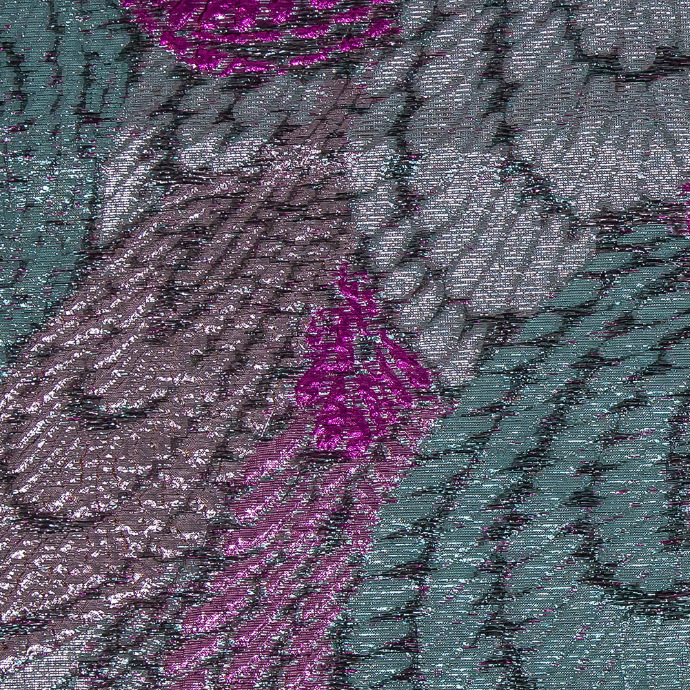 Metallic Magenta, Rose Gold and Aqua Peacock Feather Luxury Brocade Metallic Magenta, Rose Gold and Aqua Peacock Feather Luxury Brocade