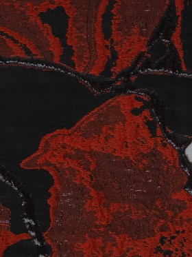 Metallic Black and Red Abstract Burnout Luxury Brocade Metallic Black and Red Abstract Burnout Luxury Brocade