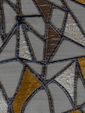 Metallic Gold, Neon Navy and Ice Flow Geometric Burnout Luxury Brocade Metallic Gold, Neon Navy and Ice Flow Geometric Burnout Luxury Brocade