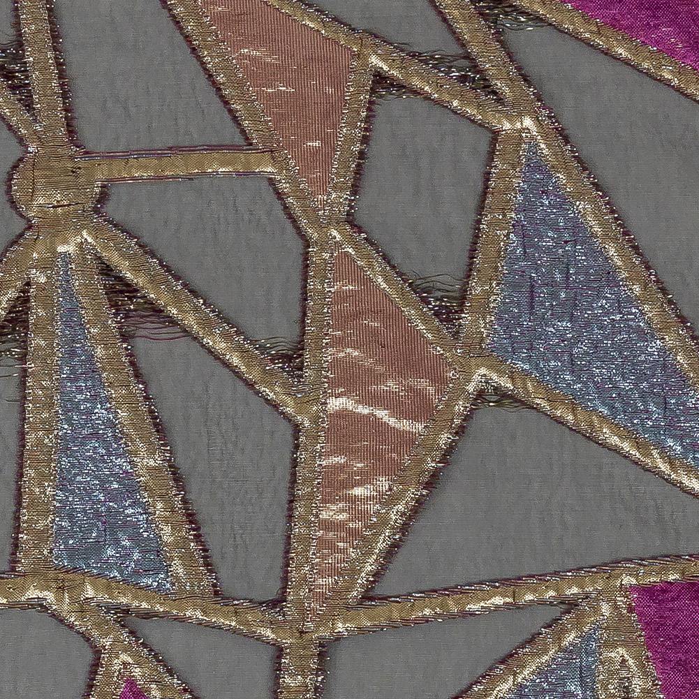 Metallic Glitteratti, Orchid Pink and Lavender Shimmer Geometric Burnout Luxury Brocade Metallic Glitteratti, Orchid Pink and Lavender Shimmer Geometric Burnout Luxury Brocade