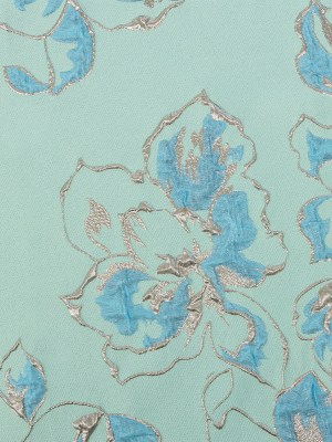 Metallic Gunmetal, Seafoam and Sky Blue Floral Luxury Brocade Metallic Gunmetal, Seafoam and Sky Blue Floral Luxury Brocade