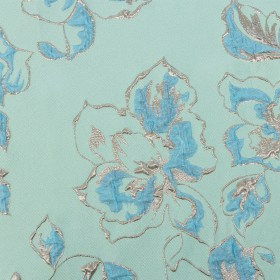Metallic Gunmetal, Seafoam and Sky Blue Floral Luxury Brocade Metallic Gunmetal, Seafoam and Sky Blue Floral Luxury Brocade