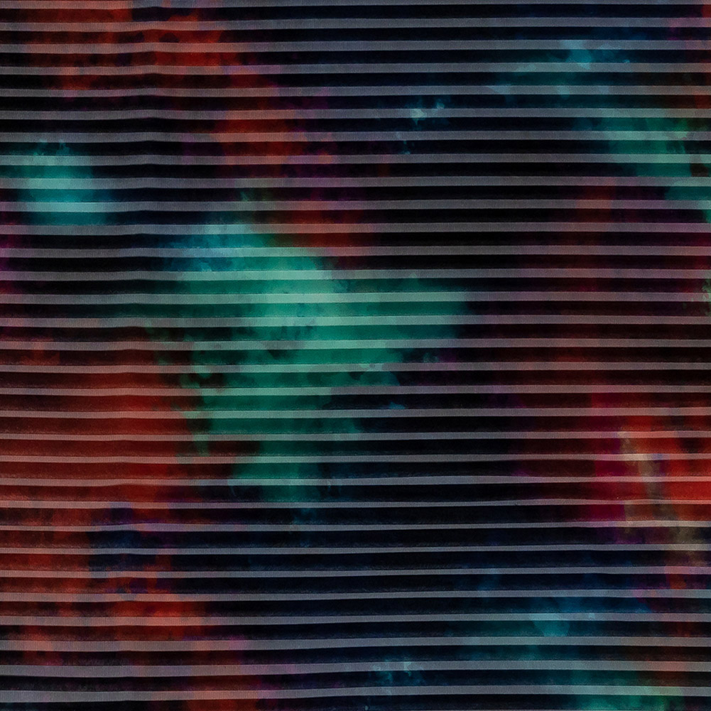 Accordion Pleated Organdy – Red, Green and Blue Abstract Accordion Pleated Organdy – Red, Green and Blue Abstract