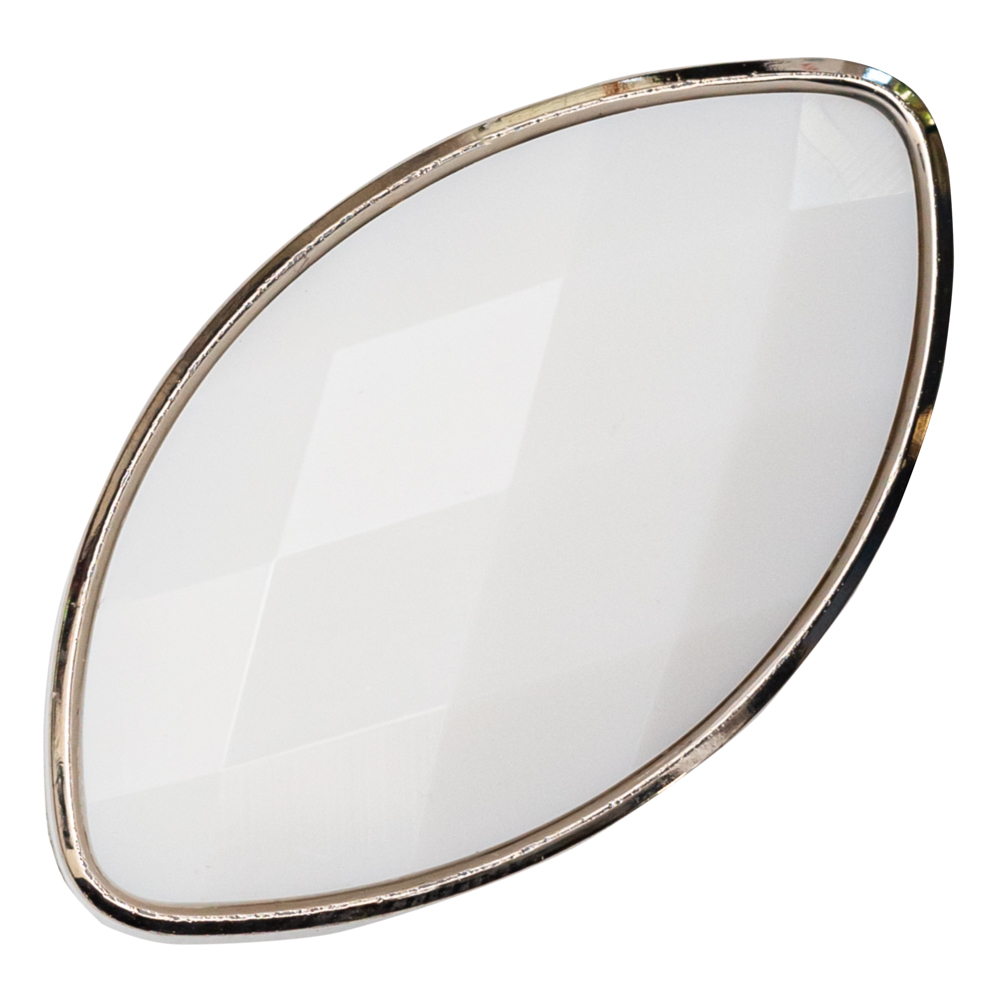 Italian White and Silver 2-Piece Plastic Teardrop Shank Back Button – 52L/33mm Italian White and Silver 2-Piece Plastic Teardrop Shank Back Button – 52L/33mm