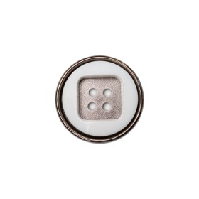 Italian White and Gunmetal 4-Hole 2-Piece Button – 30L/19mm Italian White and Gunmetal 4-Hole 2-Piece Button – 30L/19mm