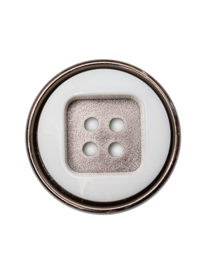 Italian White and Gunmetal 4-Hole 2-Piece Button – 38L/24mm Italian White and Gunmetal 4-Hole 2-Piece Button – 38L/24mm
