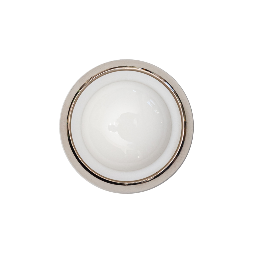 Italian White and Silver Round 2-Piece Shank Back Button – 36L/23mm Italian White and Silver Round 2-Piece Shank Back Button – 36L/23mm