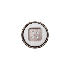 Italian White and Gunmetal 4-Hole 2-Piece Button – 24L/15mm Italian White and Gunmetal 4-Hole 2-Piece Button – 24L/15mm