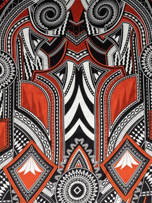 Mood Exclusive Italian Black, Red and White Geometric Digitally Printed Silk Charmeuse Panel Mood Exclusive Italian Black, Red and White Geometric Digitally Printed Silk Charmeuse Panel