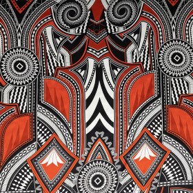 Mood Exclusive Italian Black, Red and White Geometric Digitally Printed Silk Charmeuse Panel Mood Exclusive Italian Black, Red and White Geometric Digitally Printed Silk Charmeuse Panel