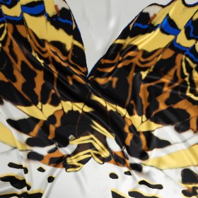 Mood Exclusive Italian White, Yellow and Royal Large-Scale Butterfly Digitally Printed Silk Charmeuse Mood Exclusive Italian White, Yellow and Royal Large-Scale Butterfly Digitally Printed Silk Charmeuse