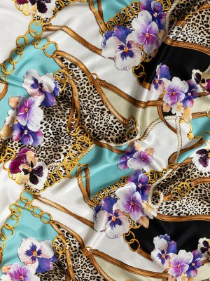 Mood Exclusive Italian Chains, Straps, Flora and Leopard Spots Digitally Printed Silk Charmeuse Panel Mood Exclusive Italian Chains, Straps, Flora and Leopard Spots Digitally Printed Silk Charmeuse Panel
