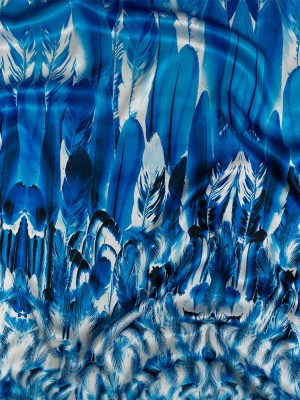 Mood Exclusive Italian Gradient Blue Feathers Digitally Printed Silk Charmeuse Panel Mood Exclusive Italian Gradient Blue Feathers Digitally Printed Silk Charmeuse Panel