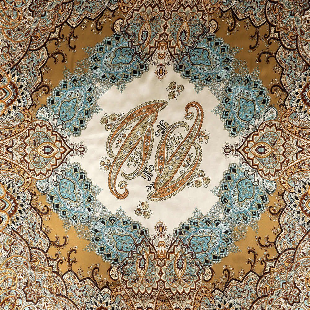 Mood Exclusive Italian Peach and Aqua Paisley Digitally Printed Silk Charmeuse Panel Mood Exclusive Italian Peach and Aqua Paisley Digitally Printed Silk Charmeuse Panel