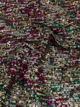 Mesh with Sequins – Metallic Rainbow on Black – Flavio Collection Mesh with Sequins – Metallic Rainbow on Black – Flavio Collection