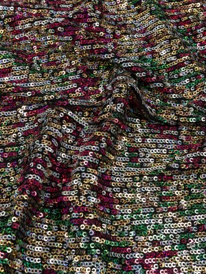 Mesh with Sequins – Metallic Rainbow on Black – Flavio Collection Mesh with Sequins – Metallic Rainbow on Black – Flavio Collection