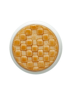 Toffee Basketweave set in a White Circular 2-Piece Shank Back Button – 38L/24mm Toffee Basketweave set in a White Circular 2-Piece Shank Back Button – 38L/24mm