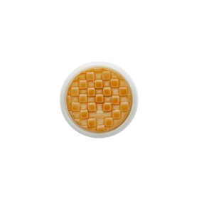 Toffee Basketweave set in a White Circular 2-Piece Shank Back Button – 24L/15mm Toffee Basketweave set in a White Circular 2-Piece Shank Back Button – 24L/15mm