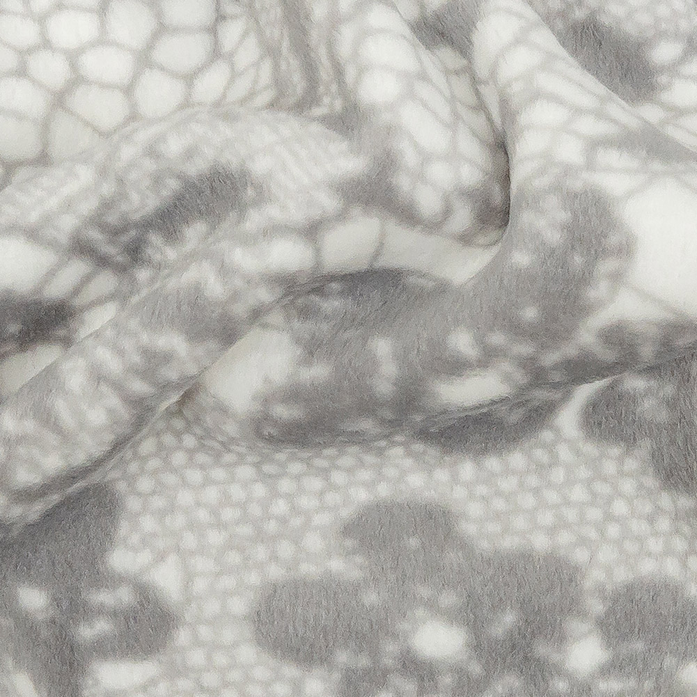 Gray and White Lace Printed Knit Fleece