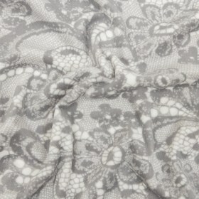 Gray and White Lace Printed Knit Fleece Gray and White Lace Printed Knit Fleece
