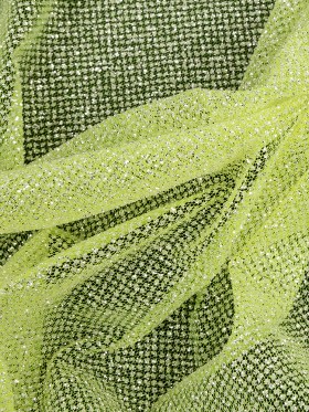 Tulle with Metallic Platinum Glitter – Neon Yellow – Platina Collection Tulle with Metallic Platinum Glitter – Neon Yellow – Platina Collection