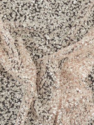 Tulle with Glitter Clusters – Salmon with Platinum – Eminence Collection Tulle with Glitter Clusters – Salmon with Platinum – Eminence Collection