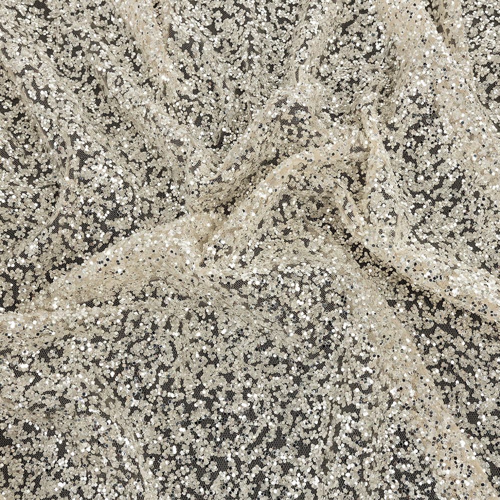 Tulle with Glitter Clusters – Champagne with Platinum – Eminence Collection Tulle with Glitter Clusters – Champagne with Platinum – Eminence Collection