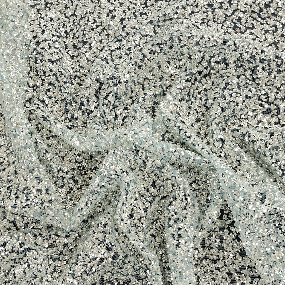 Tulle with Glitter Clusters – Blue with Platinum – Eminence Collection Tulle with Glitter Clusters – Blue with Platinum – Eminence Collection