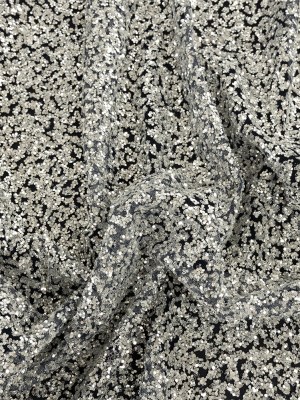 Tulle with Glitter Clusters – Navy with Platinum – Eminence Collection Tulle with Glitter Clusters – Navy with Platinum – Eminence Collection