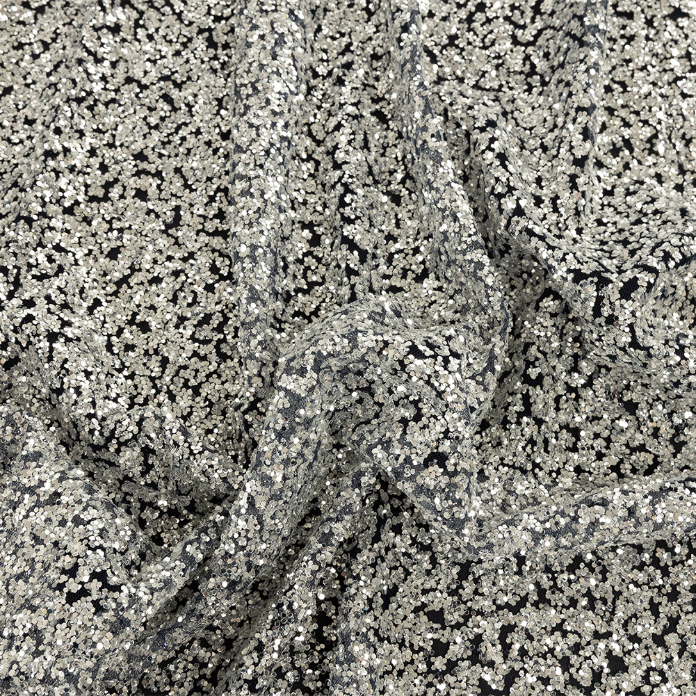 Tulle with Glitter Clusters – Navy with Platinum – Eminence Collection Tulle with Glitter Clusters – Navy with Platinum – Eminence Collection