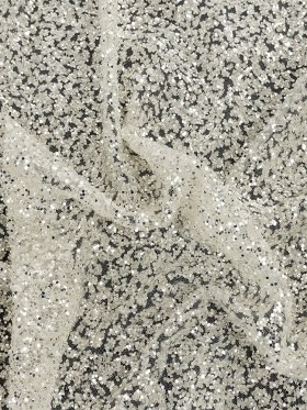 Tulle with Glitter Clusters – Off-White with Platinum – Eminence Collection Tulle with Glitter Clusters – Off-White with Platinum – Eminence Collection