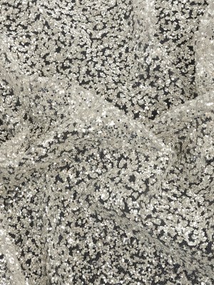 Tulle with Glitter Clusters – Flint Gray with Platinum – Eminence Collection Tulle with Glitter Clusters – Flint Gray with Platinum – Eminence Collection