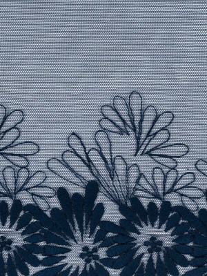 Poseidon Blue Floral Embroidered Mesh Trim – 4.5″ Poseidon Blue Floral Embroidered Mesh Trim – 4.5″