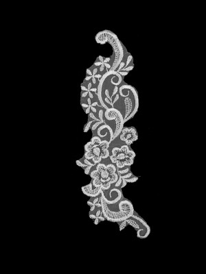 White Embroidered Right-Side Organza Applique – 9″ x 2.5″ White Embroidered Right-Side Organza Applique – 9″ x 2.5″