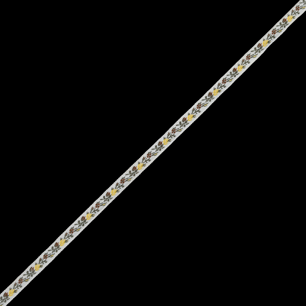 Yellow and White Floral German Jacquard Ribbon – 0.3125″ Yellow and White Floral German Jacquard Ribbon – 0.3125″