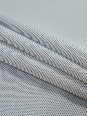 White and Gray Shadow Striped Silk and Cotton Woven White and Gray Shadow Striped Silk and Cotton Woven