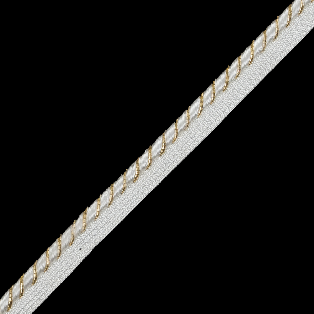 Metallic Gold and White Cord with White Lip - 0.5"