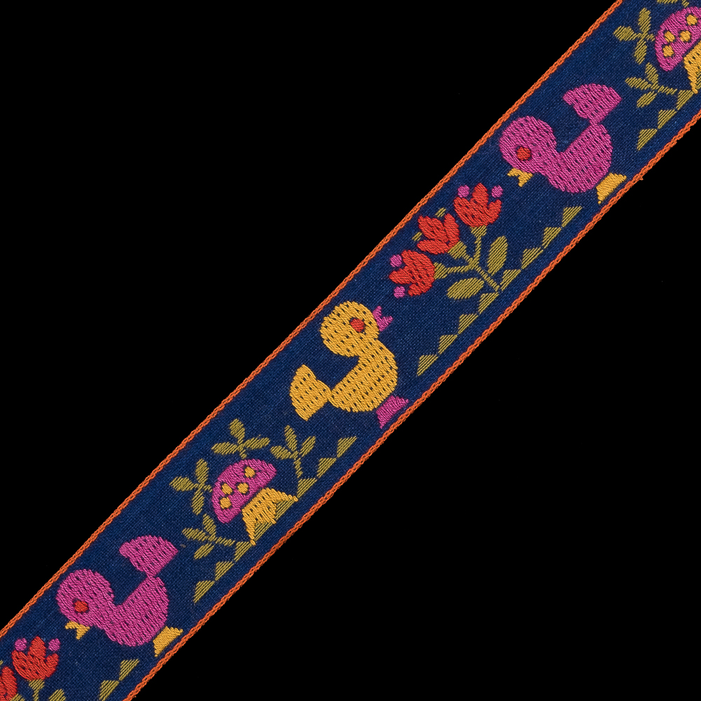 German Jacquard Ribbon with Birds and Mushrooms – 1″ German Jacquard Ribbon with Birds and Mushrooms – 1″
