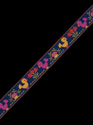 German Jacquard Ribbon with Birds and Mushrooms – 1″ German Jacquard Ribbon with Birds and Mushrooms – 1″