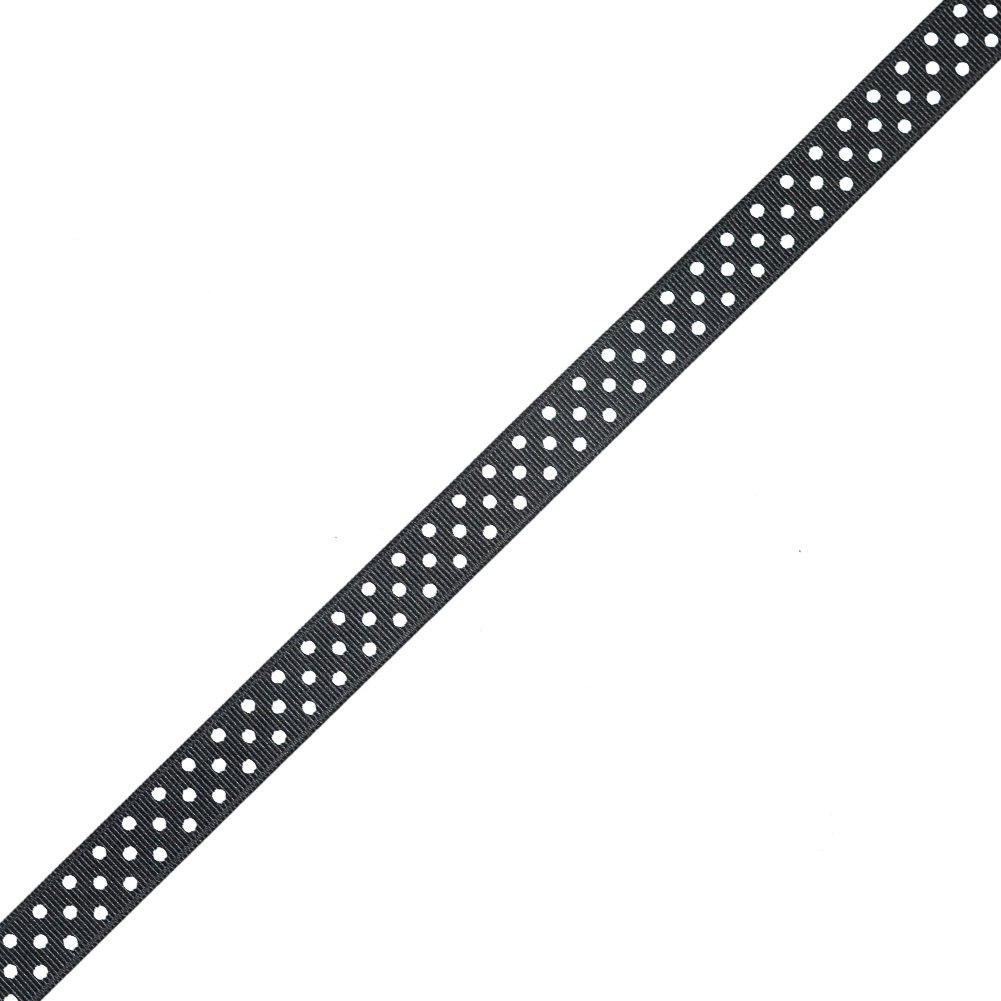 Black and White Polka Dotted Grosgrain Ribbon – 0.625″ Black and White Polka Dotted Grosgrain Ribbon – 0.625″