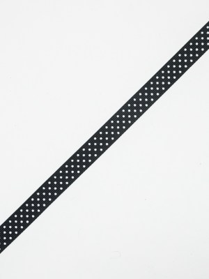 Black and White Polka Dotted Grosgrain Ribbon – 0.6″ Black and White Polka Dotted Grosgrain Ribbon – 0.6″