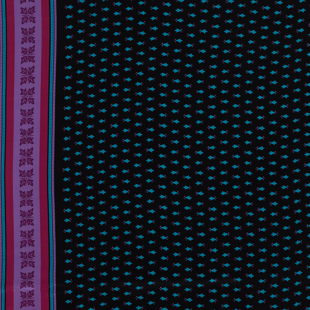 Famous NYC Designer Pink, Teal and Purple Printed Crepe de Chine Silk Panel Famous NYC Designer Pink, Teal and Purple Printed Crepe de Chine Silk Panel