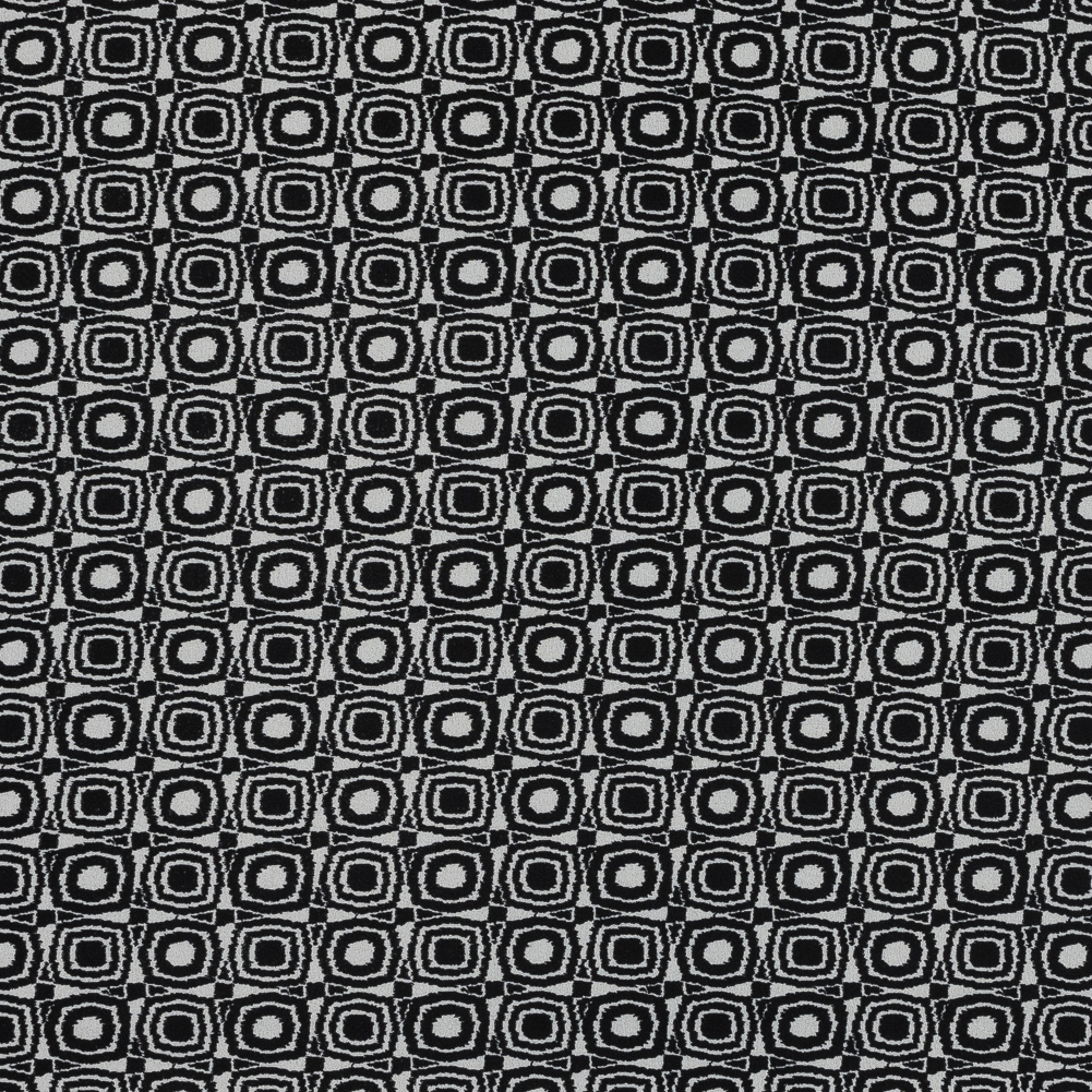 Black and Ivory Geometric Polyester Crepe Black and Ivory Geometric Polyester Crepe