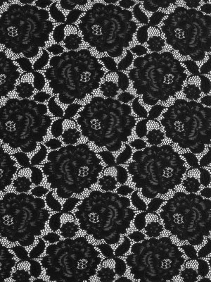 Re-Embroidered Stretch Crochet Lace – Black Roses Re-Embroidered Stretch Crochet Lace – Black Roses