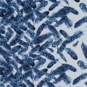 Organic Viscose Batiste – Blue and White Feather Border Print Organic Viscose Batiste – Blue and White Feather Border Print