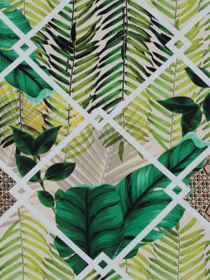 Organic Viscose Batiste – Green Tropical Leaves Organic Viscose Batiste – Green Tropical Leaves