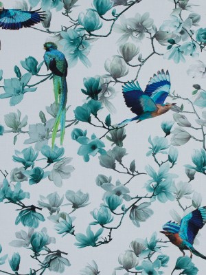 Organic Viscose Batiste – Blue and White Flowers and Birds Organic Viscose Batiste – Blue and White Flowers and Birds