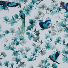 Organic Viscose Batiste – Blue and White Flowers and Birds Organic Viscose Batiste – Blue and White Flowers and Birds