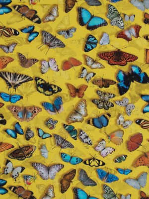 Sunshine Yellow Butterfly Printed Organic Viscose Batiste Sunshine Yellow Butterfly Printed Organic Viscose Batiste