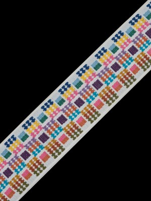 White Multicolor Jacquard Ribbon – 2″ White Multicolor Jacquard Ribbon – 2″